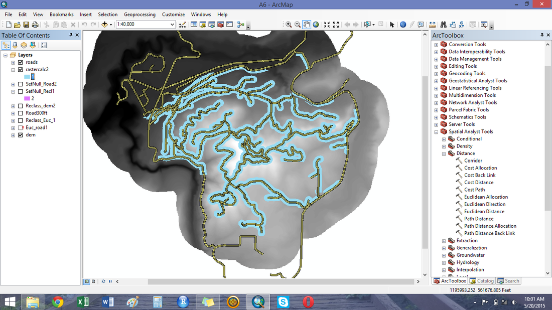 Screen capture of a map being created in ArcMap software