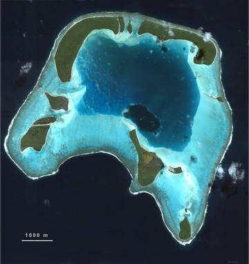 Photo of Tetiaroa, a remote atoll, as seen from above